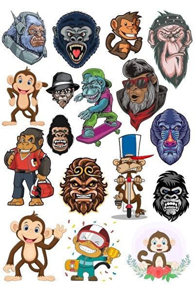 Reysa Tasarım مجموعة ملصقات Monkey Gorilla مكونة من 20 قطعة للهاتف والكمبيوتر...