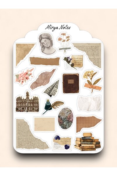 Mirya Notes Vintage Temalı Sticker - Etiket - Çıkartma Bullet Journal, Ajanda...