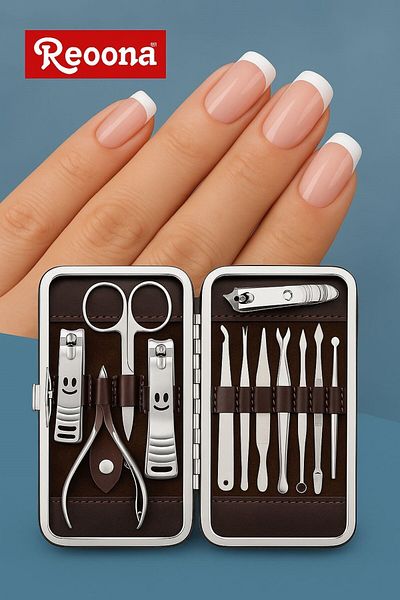 Reoona 12 Piece Manicure Pedicure Set - Nail Clipper with Bag and Tweezer File