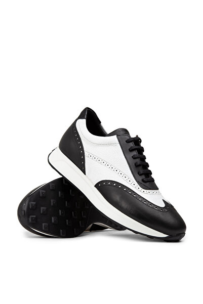 Deery Ανδρικά αθλητικά παπούτσια από γνήσιο δέρμα μαύρο λευκό