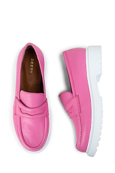 Deery Hakiki Deri Pembe Kadın Loafer
