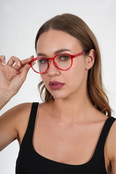 Olivier Philippe Red Round Blue Light Protective Glasses