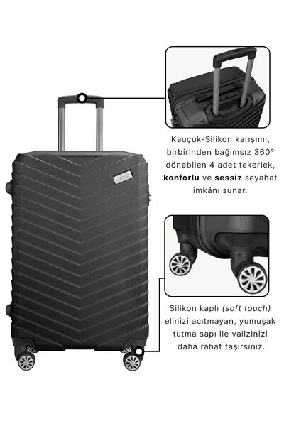 Wexta Valiz Orta Boy Valiz Bavul Wx-1001 Siyah Seyahat Bavul
