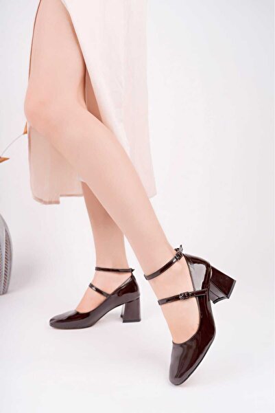 CİMİLİ SHOES Women's Kulia Brown Mary Jane Thick Heeled Strappy Shoes