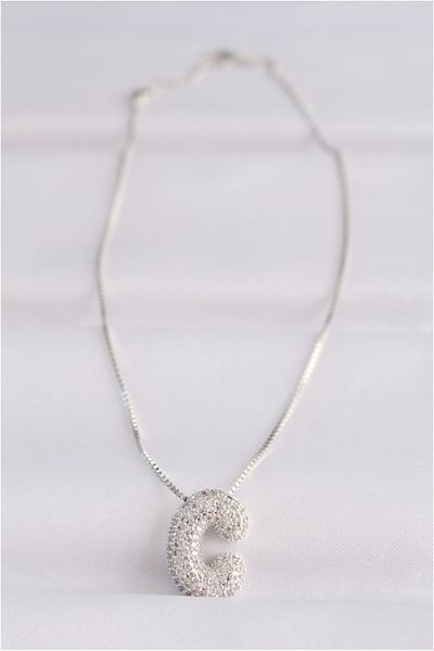 Skygo 316L Steel Chain Zircon Stone C Letter Silver Color Bubble Necklace - Tj-Bko8579