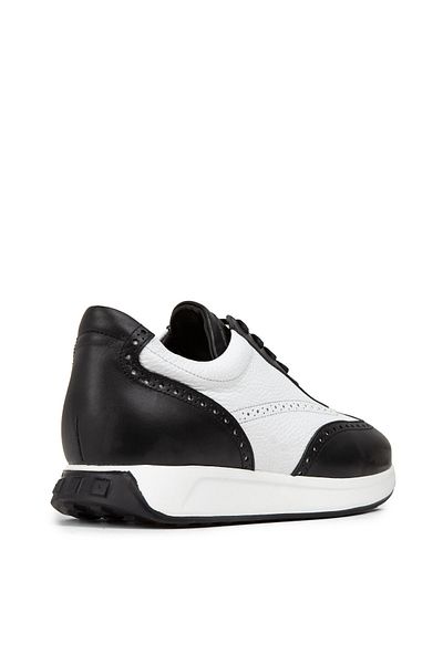 Deery Genuine Leather Black White Men's Sneaker Shoes