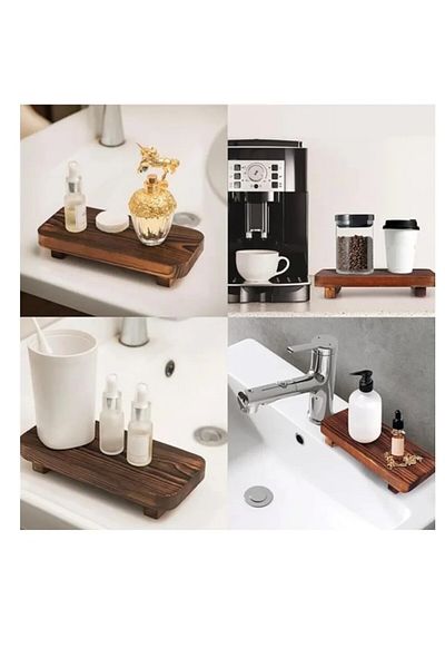 AZONEE Azone Rustic Wood Base, Kitchen and Bathroom Sink Decor Organizer Holder, Soap Holder, Candelabra