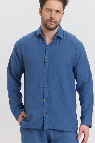 Heaven Ephesus Муслінова сорочка з довгими рукавами та коміром - 4030