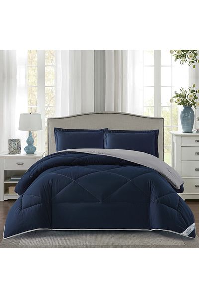 Donetella 3-Piece Comforter Set – King Size 260x240 cm, Microfiber, Solid Quilted 350 Gsm Filling