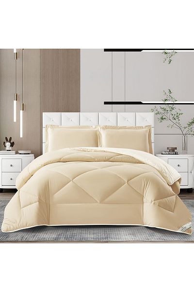 Donetella 3-Piece Comforter Set – King Size 260x240 cm, Microfiber, Solid Quilted 350 Gsm Filling