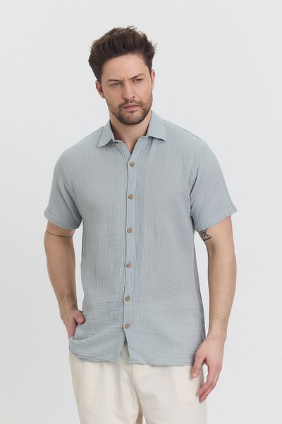 Heaven Ephesus Men's Shirt - Muslin Judge Collar Short Sleeve Shirt - 4080