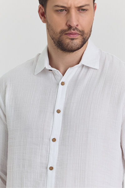 Heaven Ephesus Ανδρικό πουκάμισο με μακρυμάνικο γιακά μουσελίνας - 4030