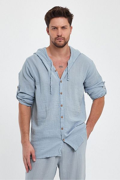 Heaven Ephesus Ανδρικό πουκάμισο Muslin Hooded - 4010