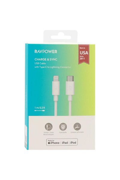 RavPower 1m Type C Pd White iPhone Cable