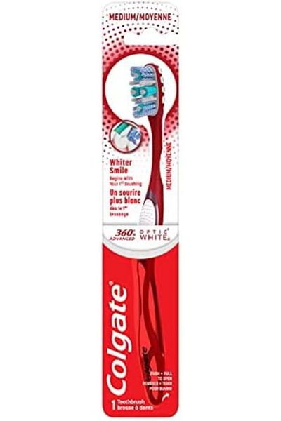 Colgate 360 Optic White Full Head Toothbrush, Medium