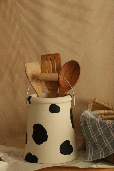 Hoyatap Black Patterned Hanger Detailed Vintage Country Style Large Size Decorative Spoon Holder