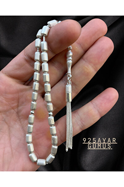 Erbab i Kehribar 925 Ayar Gümüş Tesbih – El Yapımı, Kapsül Kesim, Deri Kutu H...