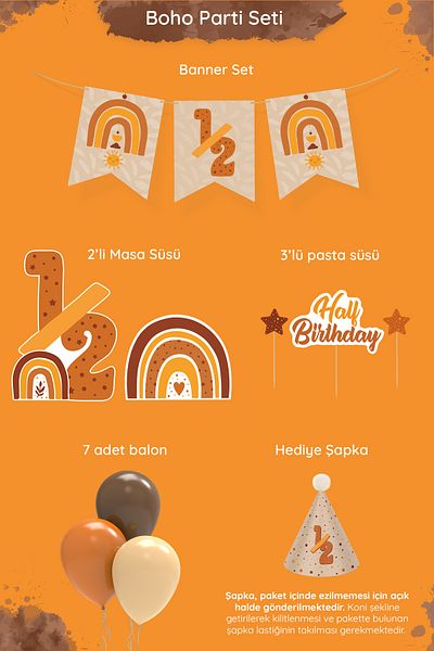 Hey Parti Bohemian Half-Age Party 6 Month Birthday Party Set