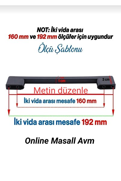 MASALL Pınar Köprü Kulp 192 Mm Metal Vidalı Dolap,şifonyer,komidin,vesriyer,tv Ünitesi