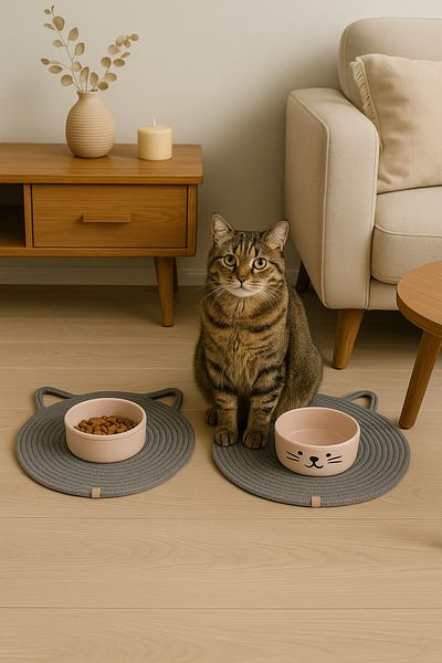 ÖRGÜM 2-Piece Cat Feeding Mat - 30x30 cm Cat Placemat