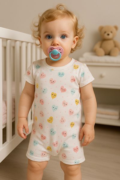 Melekpare Summer Short Jumpsuit - Baby Girl, 100% Cotton, Soft Barbatöz, 6 Months - 24 Months