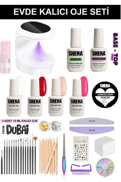 KozMood Evde Kalıcı Oje Seti (SHENA KALICI OJE TOP BASE COAT UV/LED AKSESUARL...