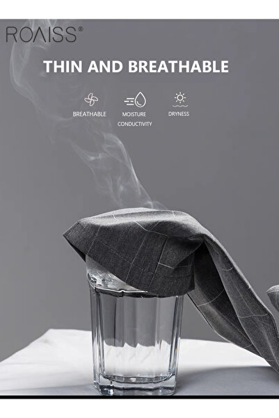 ROAISS Young Men's Suit Pants Straight Fit British Plaid Thin Section Business Casual Pants Cropped Pants