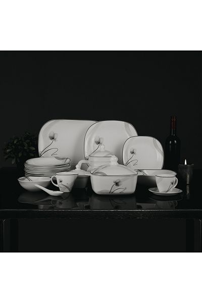 ROYALFORD 97pcs Opal Ware Dinner Set Floral Design Spoons Cup & Saucer Tea Pot Rf9760