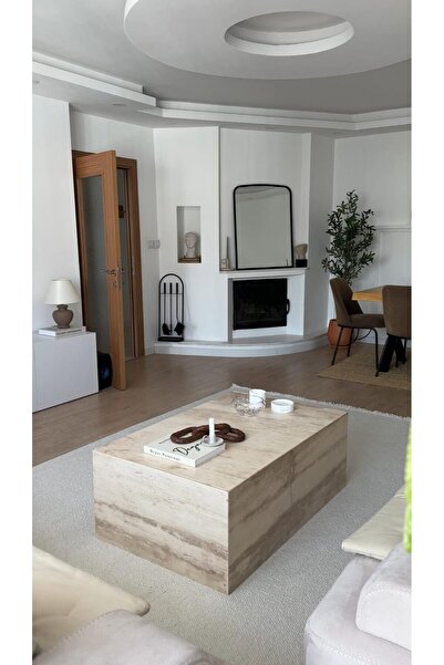 Sümeyra Marble Art Doğal Traverten Orta Sehpa | Mermer Küp Orta Sehpa | Marble Coffee Table | 70*110cm |