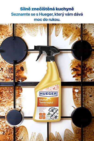 Hueger Veganský kuchyňský čistič – sada 3 pěnových a rozprašovacích hlav, silný odmašťovač a odstraňovač nečistot, 2250 ml