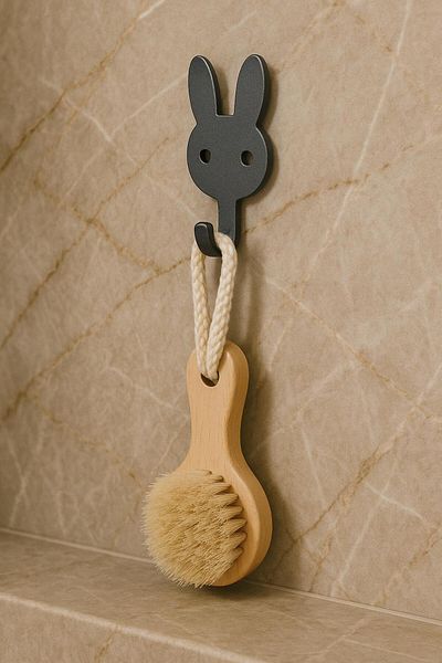 Alper Banyo Adhesive Bathroom, Kitchen Hanger with Rabbit Figure - Cute and Practical Wall Hanger for Children's Room
