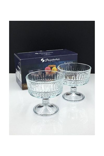 Paşabahçe 2-Piece Elysia Footed Ice Cream Stand and Dessert Presentation Stand Orjin. Boxed