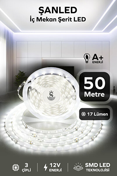 ŞANLED 3 Çipli Iç Mekan Şerit Led Tüm Mekanlar-(trafosuz) 5,10,20,30,40,50,100m