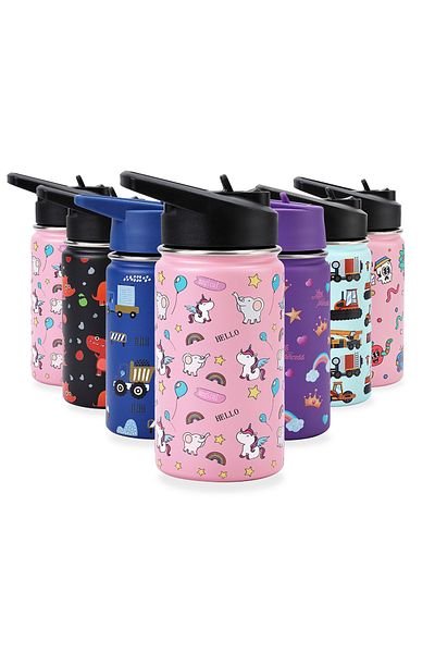Lawazim Stainless Steel Kids Water Bottle – 12oz Insulated Bottle with Leak-Proof Lid