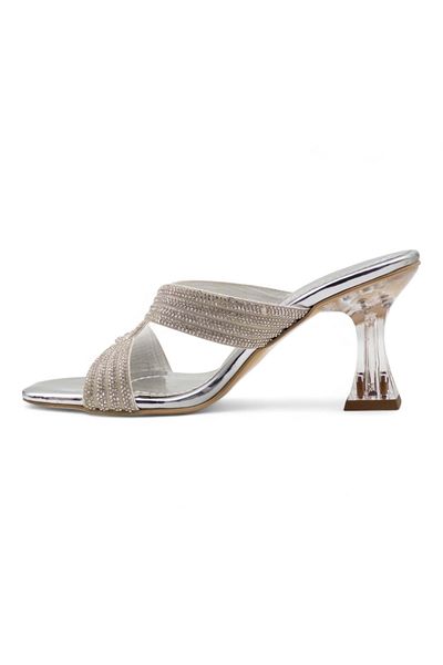 Lameira Lamei̇ra 3251 Stone Evening Dress Slippers Cream