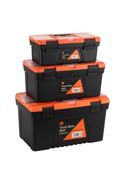 Lawazim Plastic Tool Box Set-13,15,17inch - Portable Durable ABS Plastic Hardware Storage Toolbox