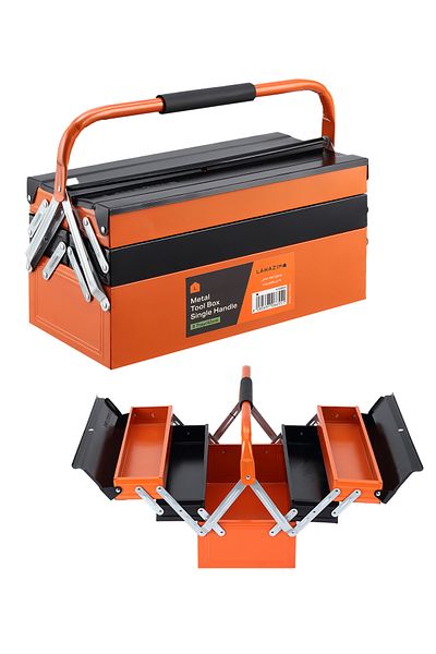 Lawazim Metal Toolbox 3-Layer 5-Tray - 16inch (42cm) - Durable Single Handle Large Capacity