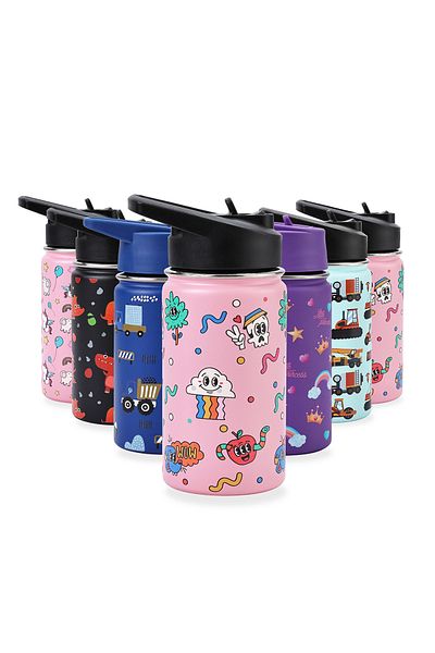 Lawazim Stainless Steel Kids Water Bottle – 12oz Insulated Bottle with Leak-Proof Lid