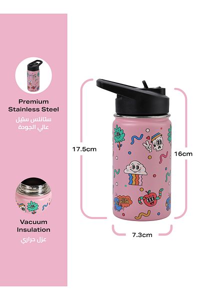 Lawazim Stainless Steel Kids Water Bottle – 12oz Insulated Bottle with Leak-Proof Lid