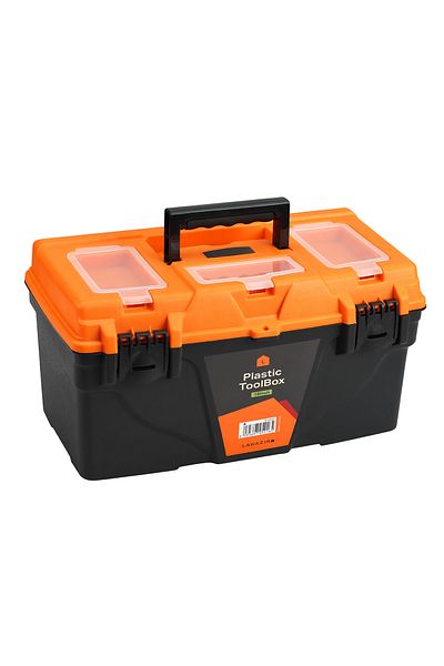 Lawazim Plastic Tool Box Organizer - 18inch  with Secure Latch Closure Utility Storage Toolbox