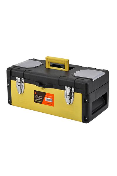 Lawazim Tool Box with Iron Latches -19inch- Durable and Portable Toolbox with Removable Tray