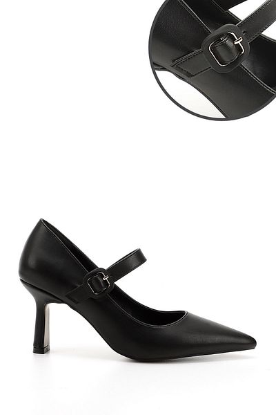 GÖNDERİ(R) Women / Girls Black Pointed Toe Goblet Heel Mary Jane Shoes