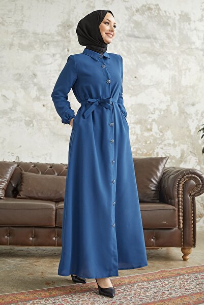 InStyle Linny Buttoned Shirt Golier Abaya - Indigo