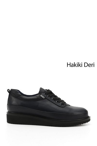 GÖNDERİ(R) Women's Navy Blue Antique Lace-Up Padded Sole Genuine Leather Shoes