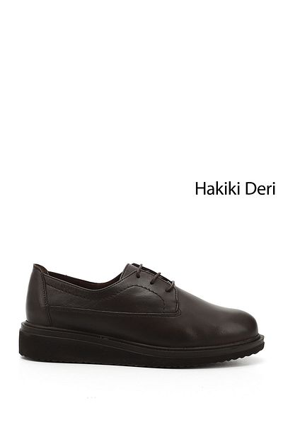 GÖNDERİ(R) Women's Brown Antique Lace-Up Padded Sole Genuine Leather Shoes