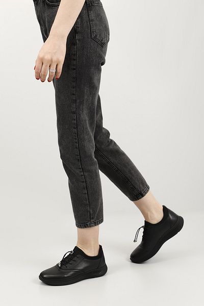 GÖNDERİ(R) Pantofi de damă cu șireturi, cu vârf rotund, din piele naturală, negru, 42610