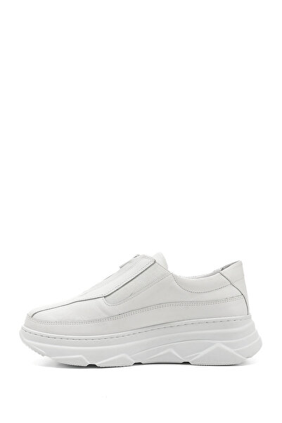 GÖNDERİ(R) Dámské bílé tenisky z pravé kůže s polstrovanou podrážkou na zip