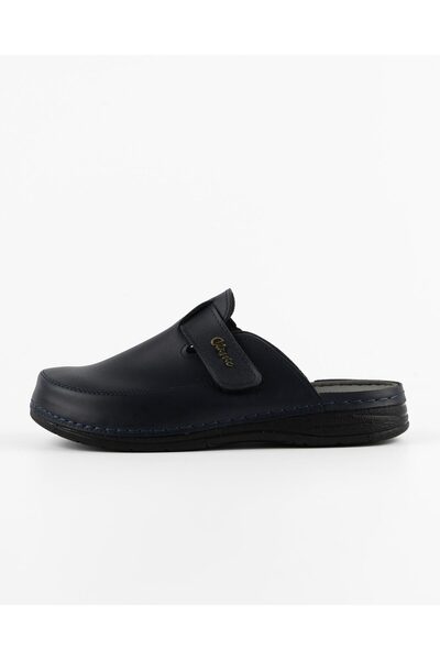 DR KLOMPA Чоловічі тапочки MS304 Сині шкіряні тапочки – Колекція з пилостійкої шкіри