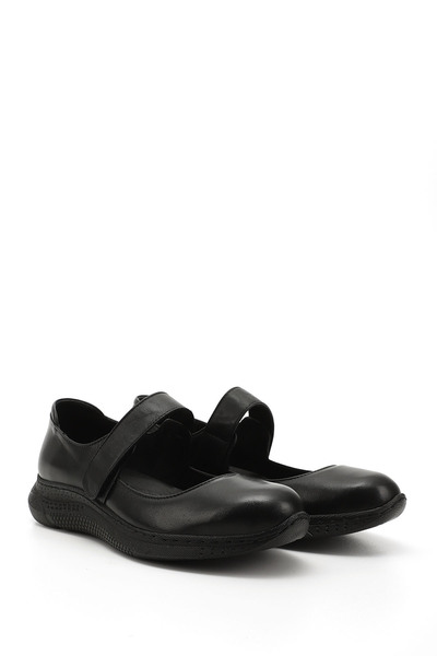GÖNDERİ(R) Women's Black Mary Jane Wedge Sole Genuine Leather Shoes