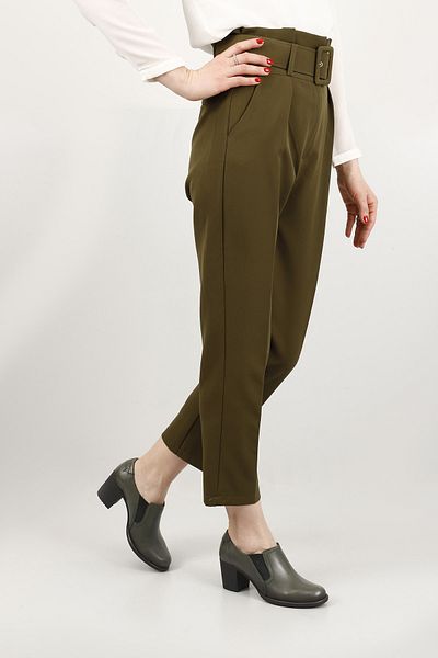 GÖNDERİ(R) Women/Girls Khaki Antique Medium Thick Heeled Genuine Leather Shoes